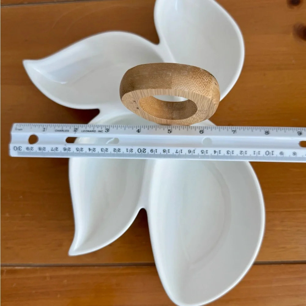 Brandani Italian 4 Section White Porcelain Bamboo Serving Dish Party 11"×8" - Picture 7 of 7
